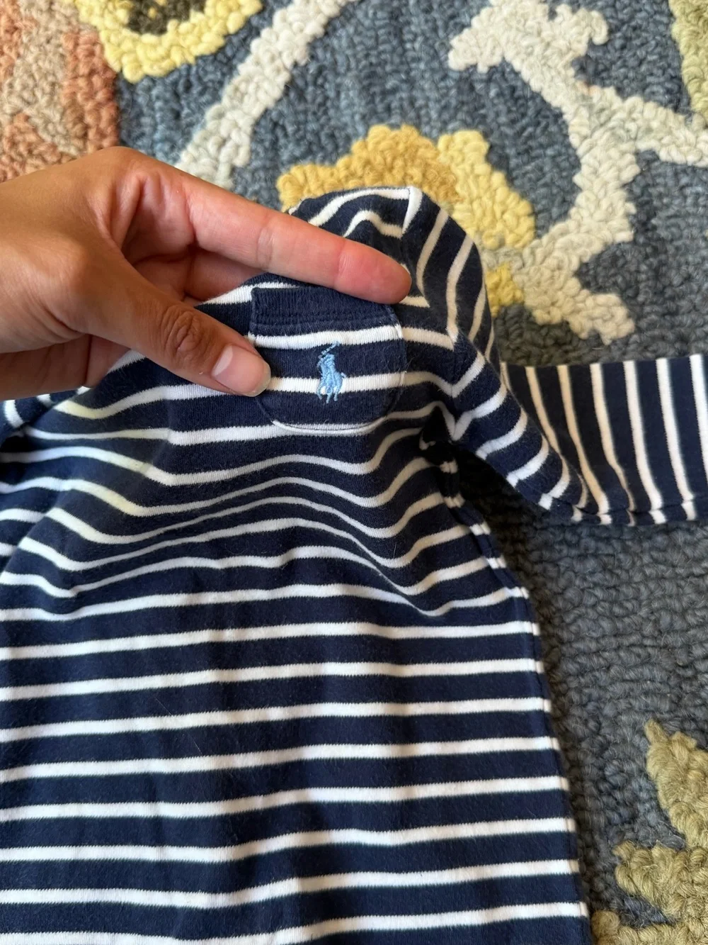 Baby Ralph Lauren Navy + White Stripe One Piece Coastal Nautical 9 Months
